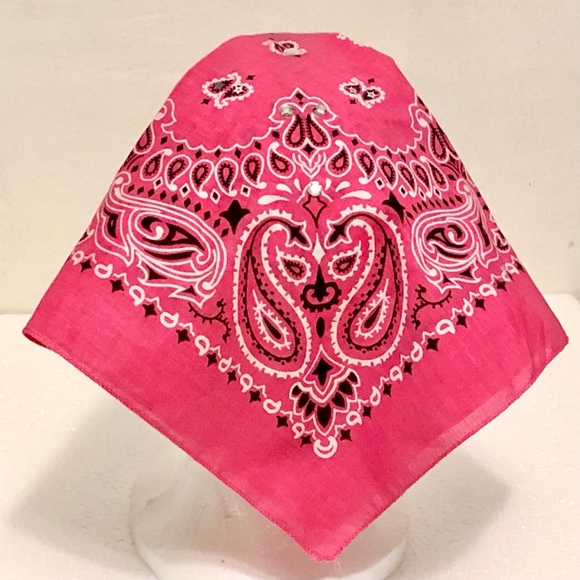 Pink Head Bandana Jeweled Studded Scarf Headpiece - Picture 4 of 6